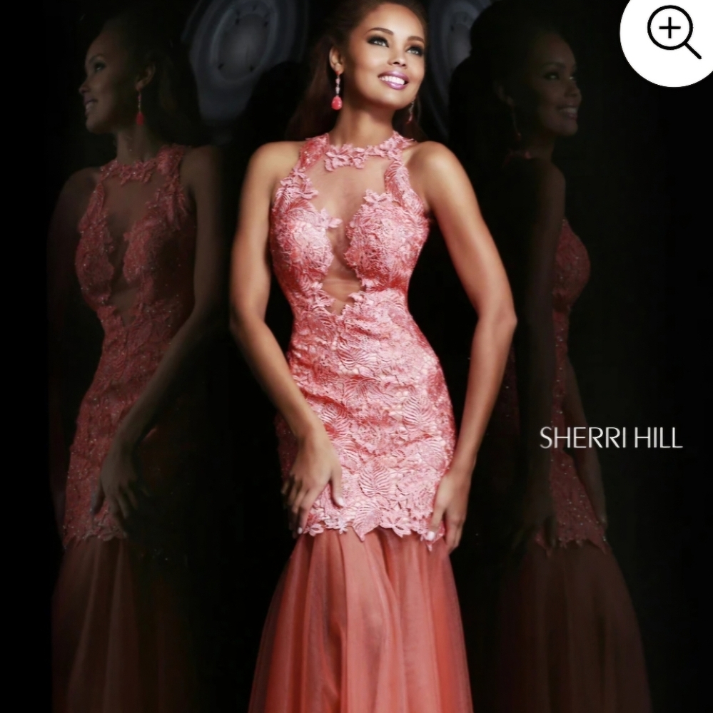 Sherri Hill coral gown size 2